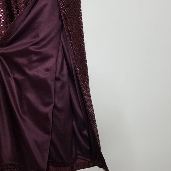 Jessica McClintock Sequin Maxi Dress Burgundy 5/6 - Picture 8 of 9